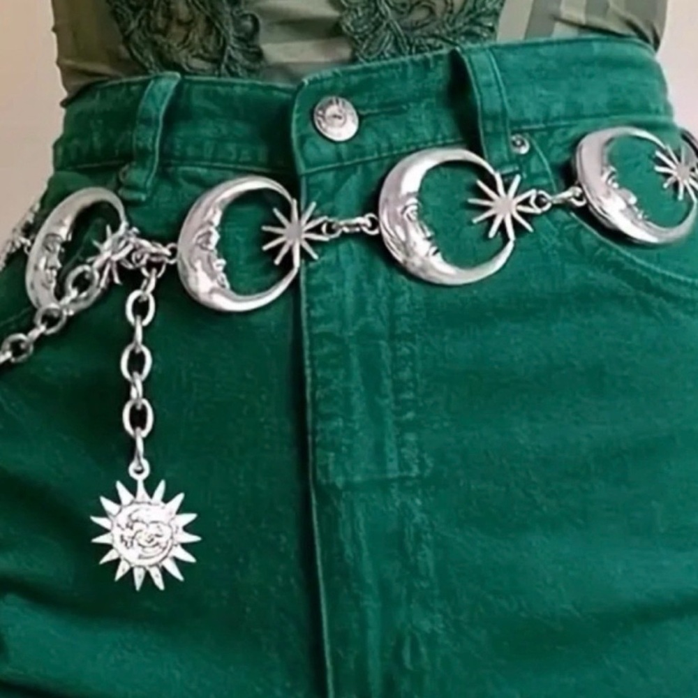 Silver Crescent Moon Chain Belt